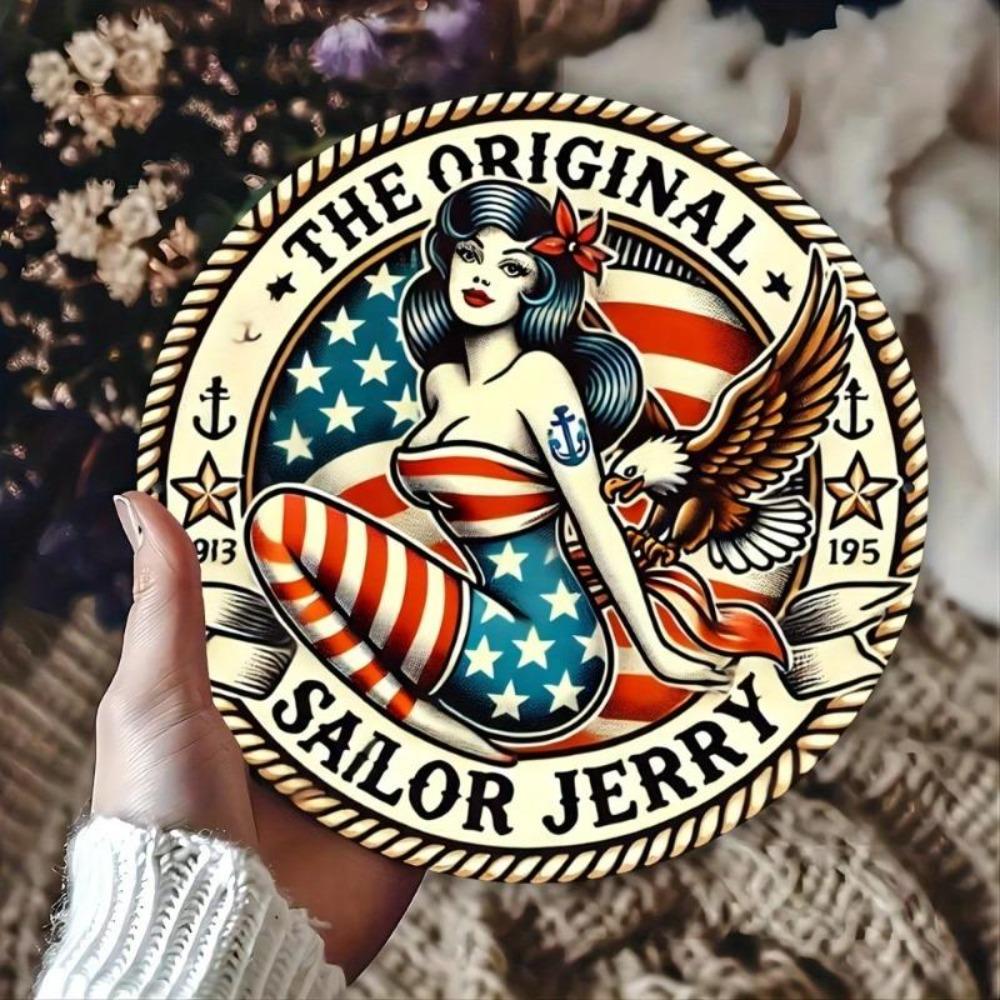 Sailor Jerry Vintage Metal Tin Sign 8x8 Inch Retro Wall Art Home Bar Kitchen Decor Man Cave