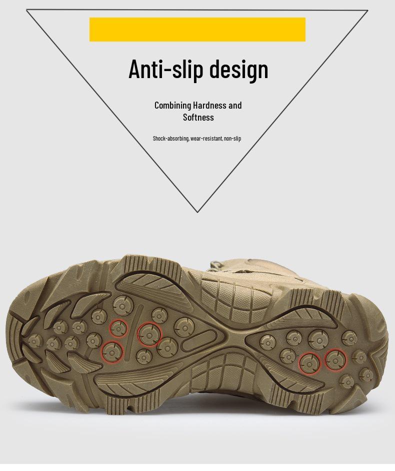 Men's Plus Size High-Top Outdoor Combat Boots - Non-slip Desert Hiking Shoes