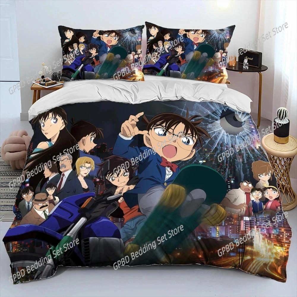 Anime Detective Conan Cartoon Bedding Set Single Twin Double Queen King Cal King Size Bed Linen Set