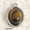 2pcs Vintage Tiger Eye Pendant Sun Oval Round Silver Color Stainless Steel Charms For Jewelry Making Supplies Real Natural Stone