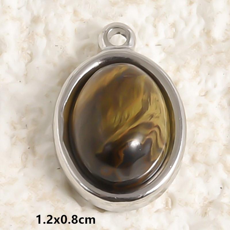 2pcs Vintage Tiger Eye Pendant Sun Oval Round Silver Color Stainless Steel Charms For Jewelry Making Supplies Real Natural Stone