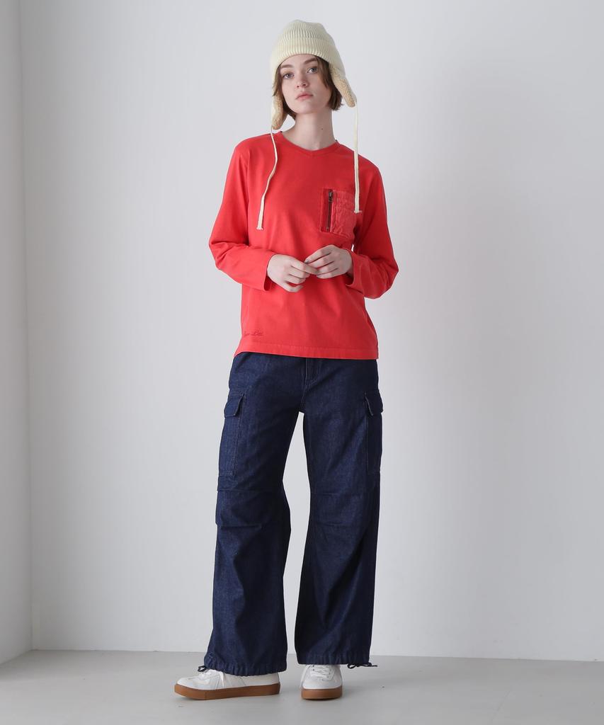 AVIREX L/S FADE WASH MA-1 POCKET Women's S 100 Red 783-4230605