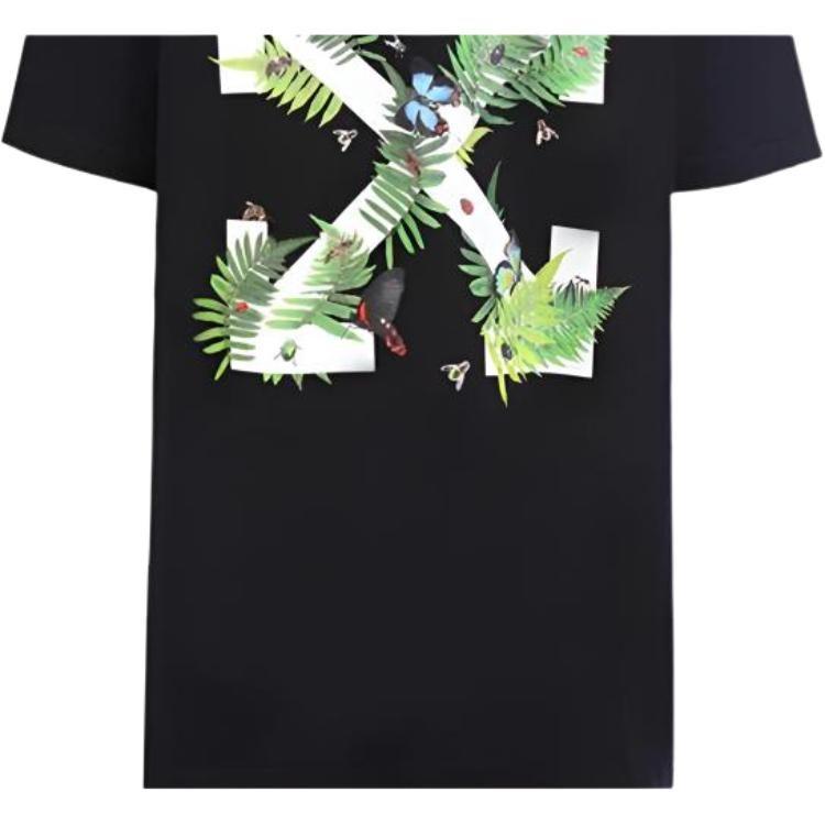 T-shirty OFF WHITE Męskie Czarny Okrągły Dekolt Umiarkowany OWAA029R187700081040