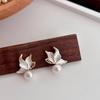 Natural freshwater pearl butterfly stud earrings for women, light luxury and high-end niche design earrings S911 silver needle earrings, new arrival