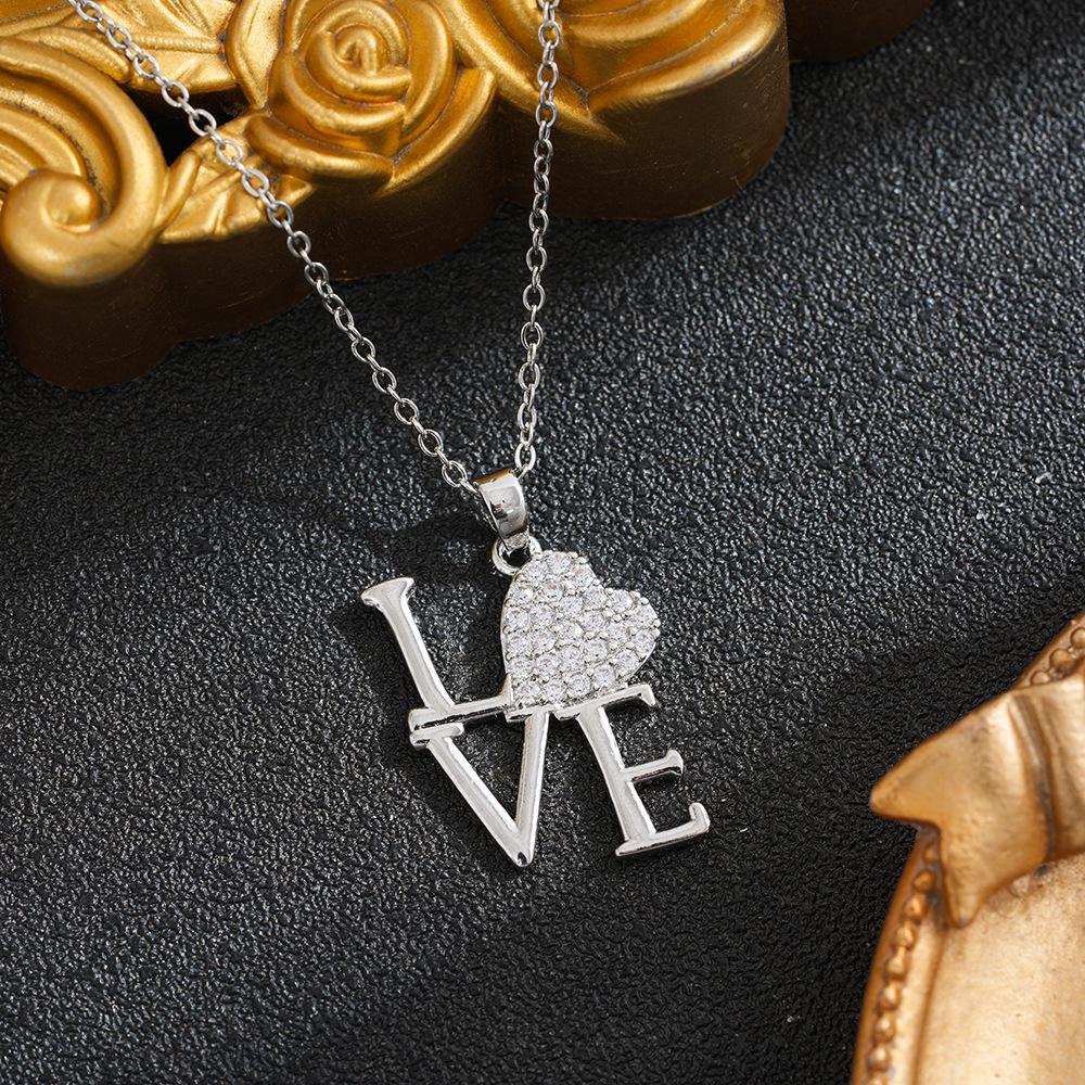Titanium Steel Heart Necklace for Women with Zircon - Fashionable and Versatile Design