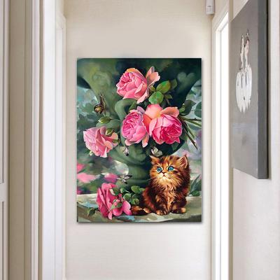 5D DIY Diamant Malerei voller Bohrer Runde Blume Diamant Stickerei Katze Kristall Mosaik Diamant Kunst
