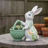 Hare Flowerpot Ornament Resin Planter Floral Details Basket