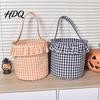 Versatile Household Storage Halloween Basket Plaid Ruffle Trick or Treat Candy Bucket with Handle Celebration