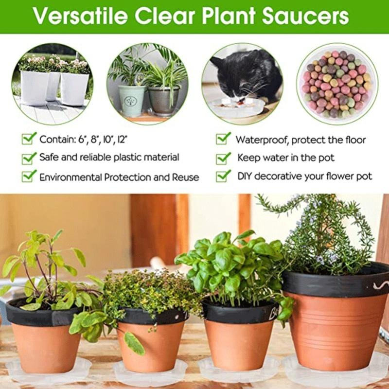 20pcs Plant Saucer Tray 6in 8in 10in 12in Heavy Duty Plastic Clear Flower Plant Pot Drip Tray For Indoor Outdoor