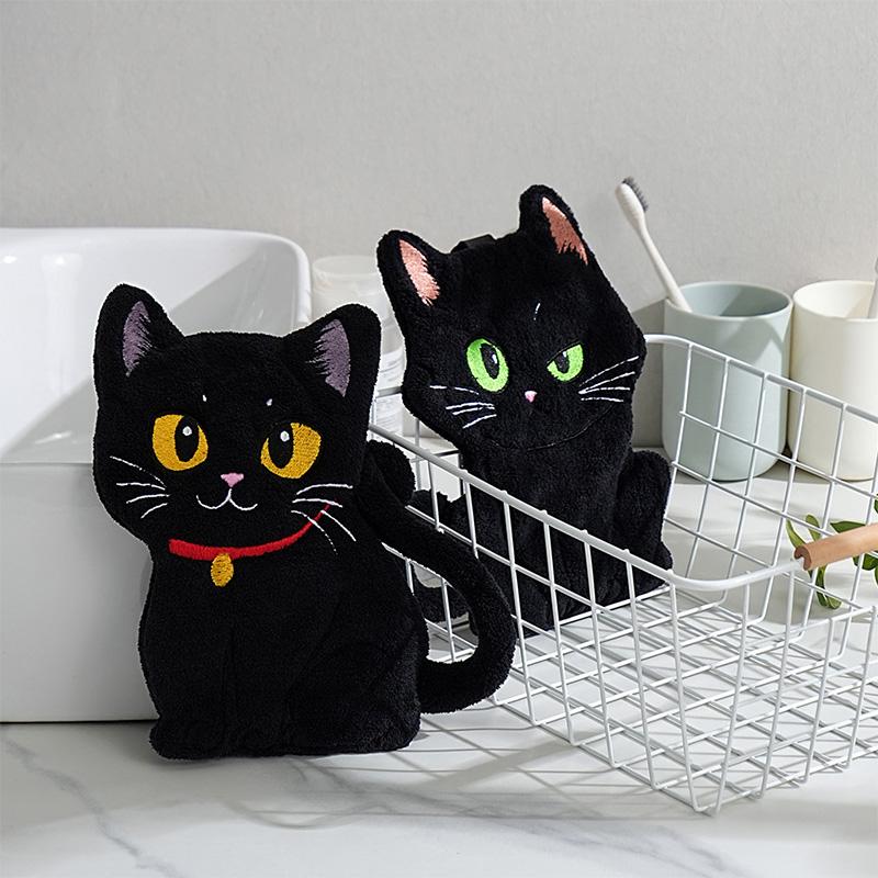 Lucky Cat Hand Towel Absorbent Coral Fleece Kitchen Bathroom Towel Quick Dry Soft Hand Wiping Cloth Multi Color Decorative Towel