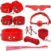 8pcs SM Sex Toy Set, Couple Sex Toys, Collars and Leashes, Handcuffs, Ankle Cuffs, Whips, Mouth Balls, Eye Masks, 10 Meter Rope, Nipple Clip Props