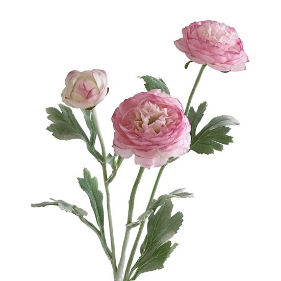 Artificial Ranunculus Asiaticus 2 Head Realistic Fake Silk Flower with Stem Home Office Wedding Party Faux Flower Decoration