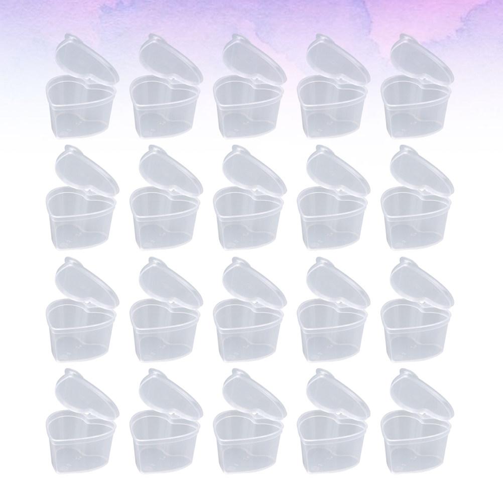 25Pcs Heart Pattern Storage Box Set Transparent Plastic Container for Jewelry Organization DIY Sealing Case Use