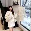 Gentle Snowflake Knit Set: Stylish White Sweater & Skirt for Autumn/Winter