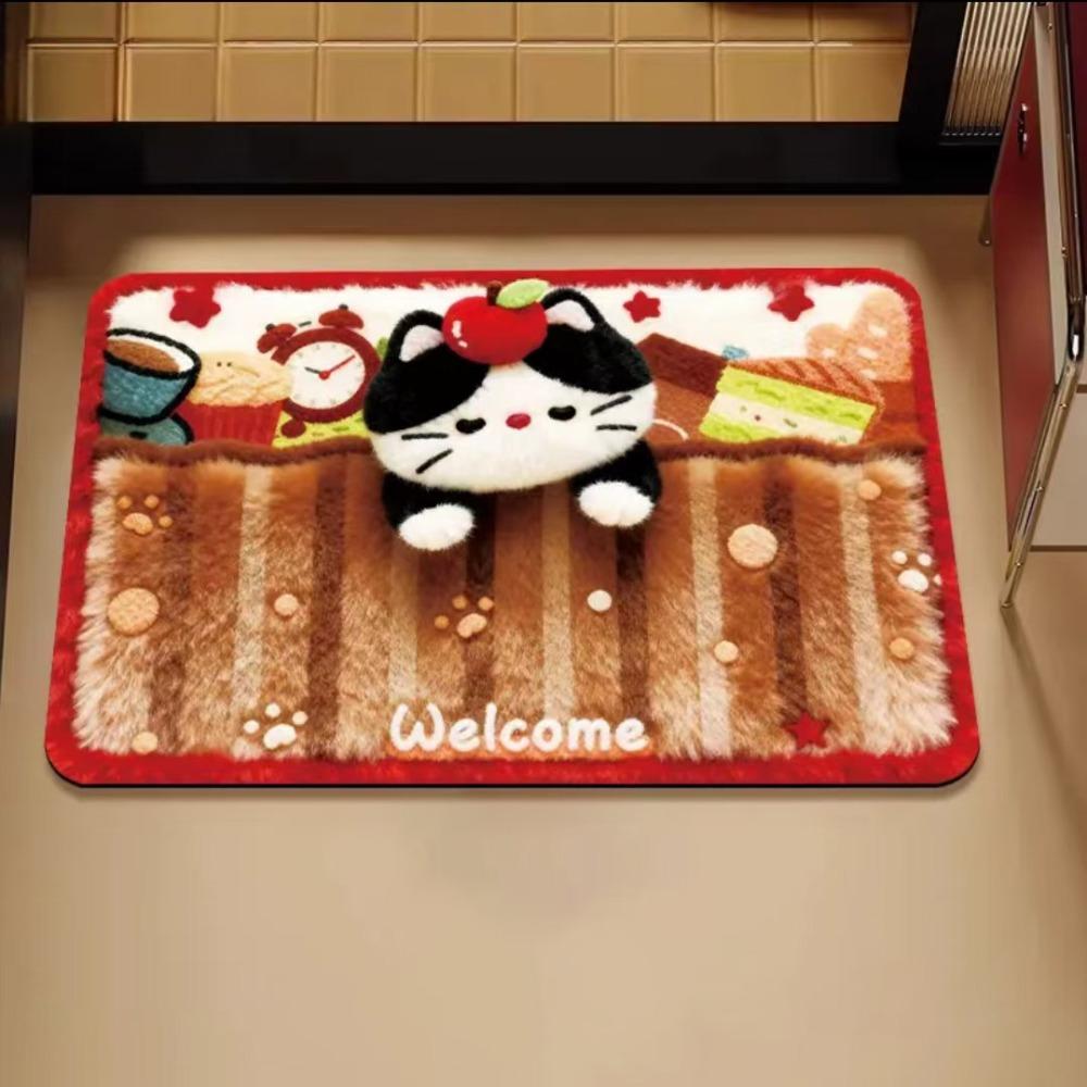 

New 40*60cm Bath Mat Non-slip Backing Water Absorption Doormat Washable Dirt-scraping Surface Floor Rug Home Decoration