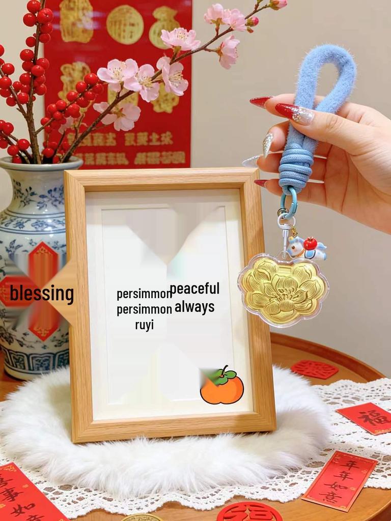 2026 Solid 999 Gold Four-Leaf Clover Good Luck Pendant Keychain