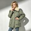 Womens Thickened Turn-Down Collar Mid-Length Puffer Coat 2026 Winter Warm Casual Outerwear Youth Adults