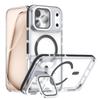 For iPhone 17 Pro Max Magnetic Case TPU Acrylic Clear Phone Back Cover with Lens Protector Kickstand