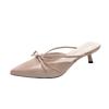 Fashion Pointed Bow High-heeled Half Slippers Women's New Summer Baotou Shallow Mouth Sexy Thin-heeled Sandals and Slippers