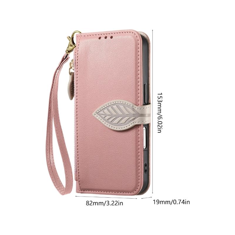 Protective Flip Phone Case With Detachable Wrist Strap Shockproof PU Leather Cover For Secure Carry And Easy Access