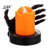 Halloween Party Prop Candle Light, LED Skeleton Hand Decoration with Flickering Decorative Horror Flame, Spooky Tabletop Decor for Haunted House