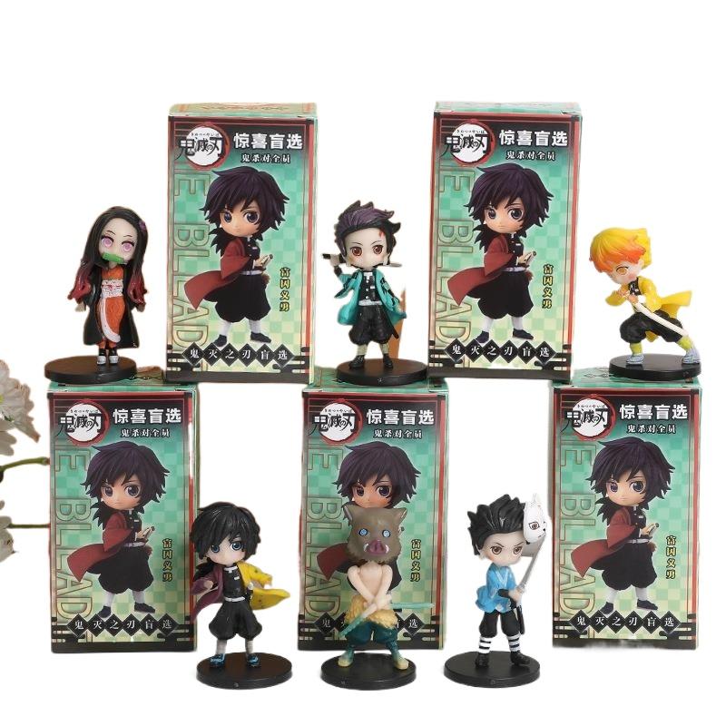 New Styles Anime Demon Slayer:Kimetsu no Yaiba Blind Box Set Handmade Figure Cartoon PVC Doll Desktop Decoration Birthday Gift