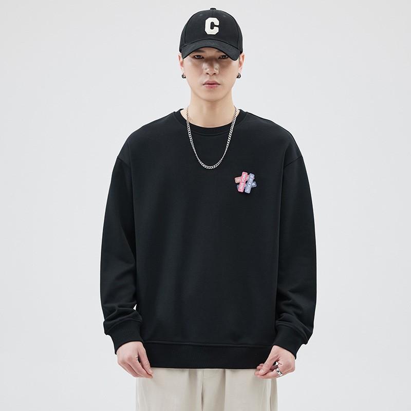 

Осенний простой абрикосовый свитер с круглым вырезом, мужской свободный, большой размер, тренд, японский свитер с длинными рукавами, повседневный, топ-тренд 4XL чёрный