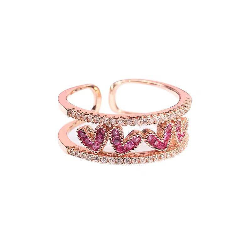 Adjustable Korean Style Retro Fairy Rhinestone Zirconia Women s Index Finger Ring Adjustable Open