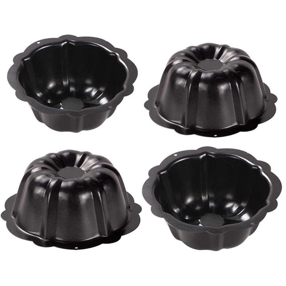 4 Pcs Nonstick Fluted Cake Mold 4 Inch Muffin Cups Easy to Clean Oven Baking Mold Cupcake