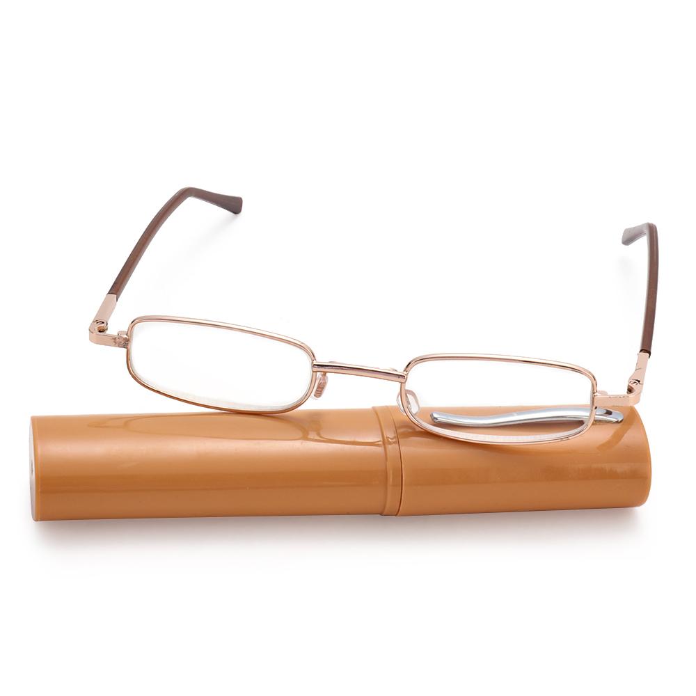 Slim Reading Glasses with Pen Clip Tube Case Portable Lightweight Readers for Men Women Mini Compact Anti-blue light Eyeglasses