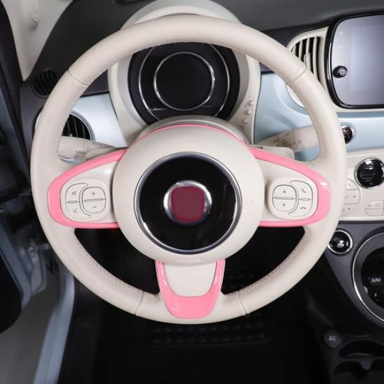 Pink Interior Steering Wheel Button Cover Trim For Fiat 500 2016-2024