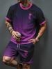 Gradient Letter Pattern 3D Print Tracksuits Men Casual Short Sleeve T-Shirt Shorts Sets 2pcs Sportswear Suits Man Clothing