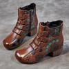 Fashion 2024 New Autumn Aed Winter For Warmth Genuine Leather Shoes Women Boots Round Toe Print Sewing Zip Retro Leisure Platform Boots