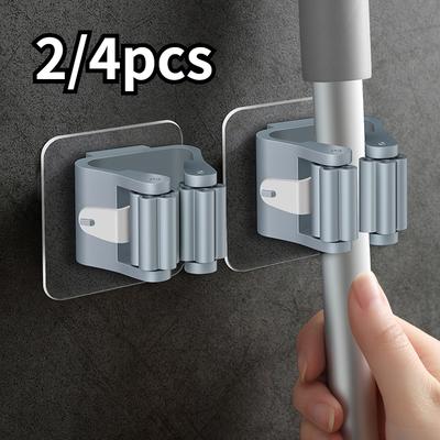 1/2/4 Pezzi Scaffale Portaoggetti Domestico Ventosa Appeso Tubo Ganci Senza Traccia Montaggio a Parete Organizzatore Porta Mocio Impermeabile Porta Scopa