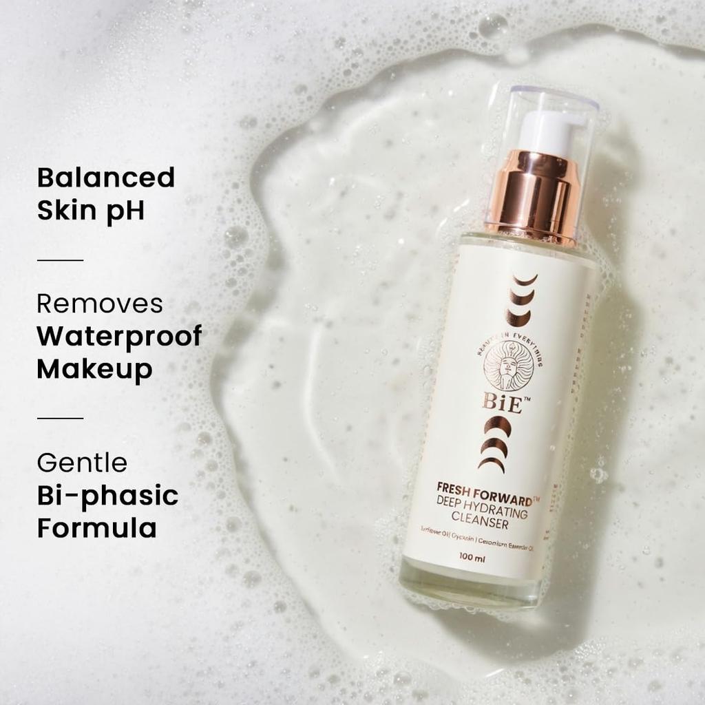 BiE Fresh Forward Deep Hydrating Cleanser With Glycerin & Geranium Oil | Hydrating & Non-Drying | Gentle Face Cleanser, Controls Excess Sebum & Mak