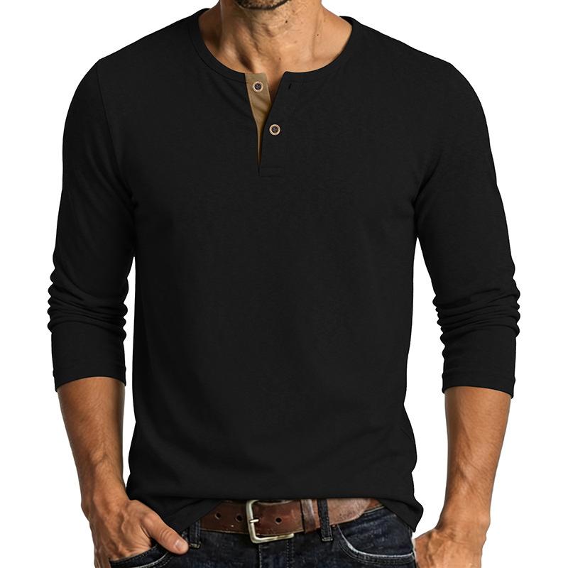 Men Long Sleeve Henley Shirt Casual Buttoned Base Layer Top Lightweight Comfortable Fit Soft Fabric