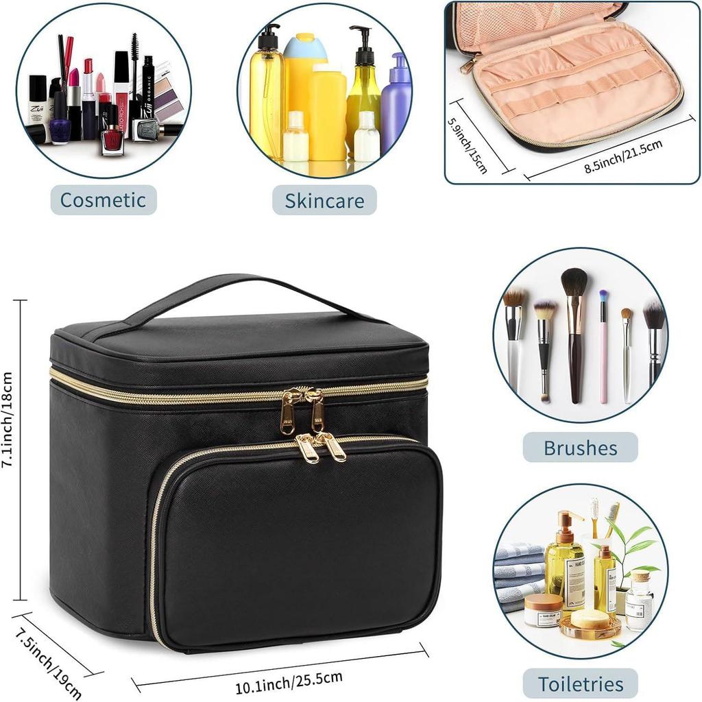 Stylish New Large Women's Cosmetic Organizer Bag Waterproof PU Makeup Bag Outdoor Travel Cosmetic Bag