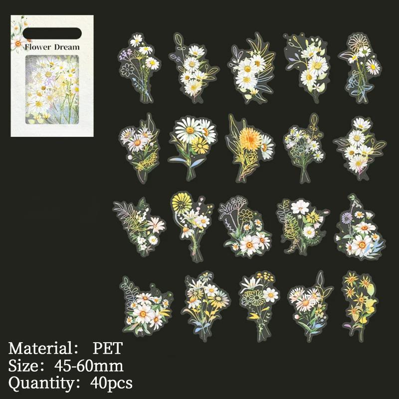 

40 шт. бронзовых наклеек с изображением растений и цветов, декоративная самоклеящаяся наклейка для творчества, этикетки, наклейки для скрапбукинга