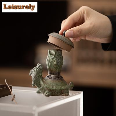 Creative Xuanwu Dargon Tortoise Teapot Cover Holder Kiln Change Cyan Cover Frame Zisha Pot Lid Shelf for Tea Pet Play Ornaments