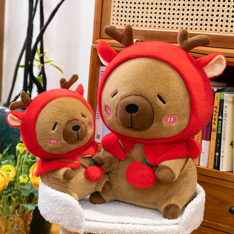 Elch Capybara Plüschtier Weihnachtsmütze Capybara Puppe Kissen Puppe Automatenaustausch