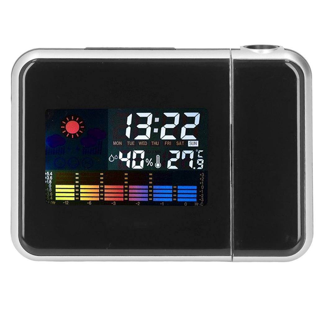 Wther Station Clock Temperature Humidity LCD Color Display LED Backlight Snooze Function Projection Alarm Clock