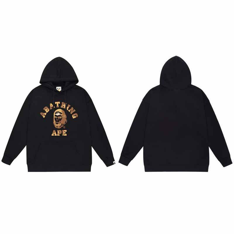 Mens Oversized Hooded Sweatshirt With Ape Head Print Heavyweight Cotton Long Sleeve Pullover Daily Wear