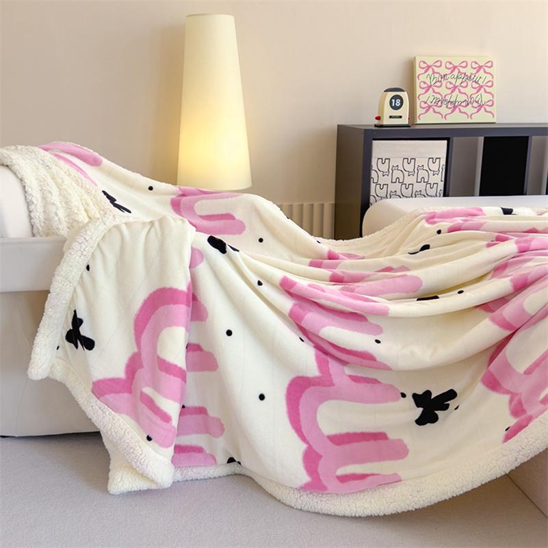 Thicken Warm Cartoon Blanket Comfortable and Skin-friendly Throw Blankets Velvet Bed Cover Cute Bedspreads for Bed Sofa Couch