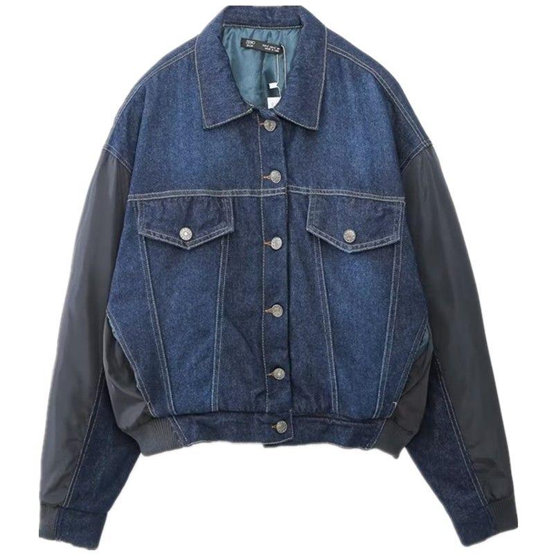 

Мода Весна Новое поступление Женская одежда Стройнящая Универсальная Стеганая Джинсовая Куртка Пилот Верхняя одежда 6840045 407 Blue L