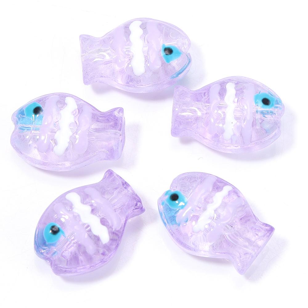 5pcs/lot Colorful Hand-painted Lampwork Beads Cute Cartoon Ocean Fish Loose Glass Bead For DIY Fashion Bracelet Earrings Jewelry