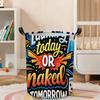 1pc, Funny Laundry Quote Print Laundry Basket, Collapsible Fabric Storage Bin with Handles, Humorous Clothes Organizer, Laundry Baskets
