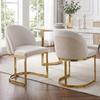 2 Esszimmerstühle, geeignet für Restaurants, Wohnzimmer, Cafés, moderner Stil, goldfarbene verzinkte Stuhlbeine, Chenille-Stoff, beige + gold