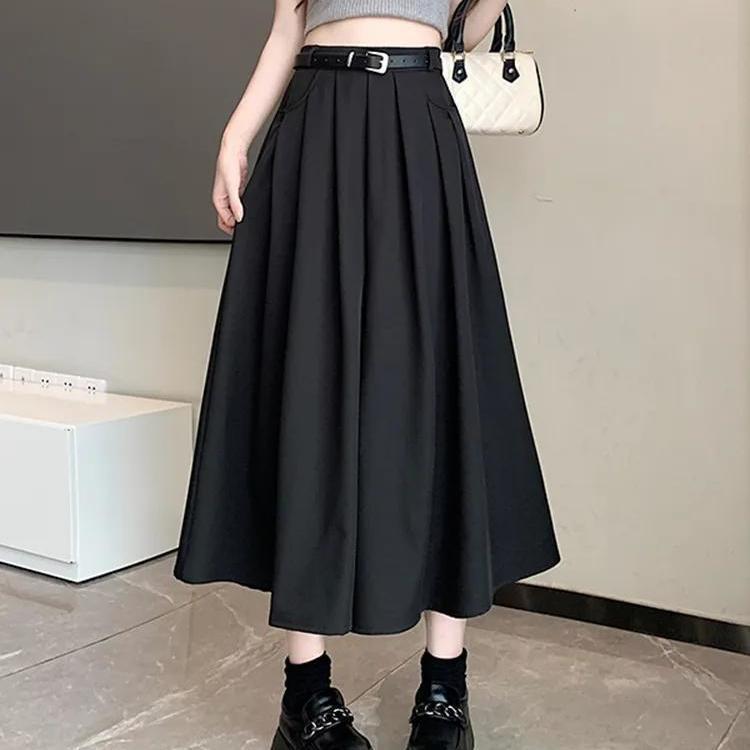 Women s High-Waisted Pleated Skort - Summer 2025 Two-in-One Cropped Wide-Leg Business Pants Skirt S (suggested for 40-50 kg)