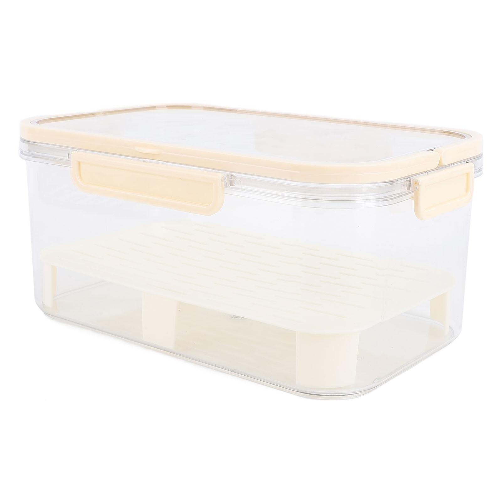 

Portable Food Storage Container with Lid Handle Airtight Drainage Tray Reusable Leak Proof Food