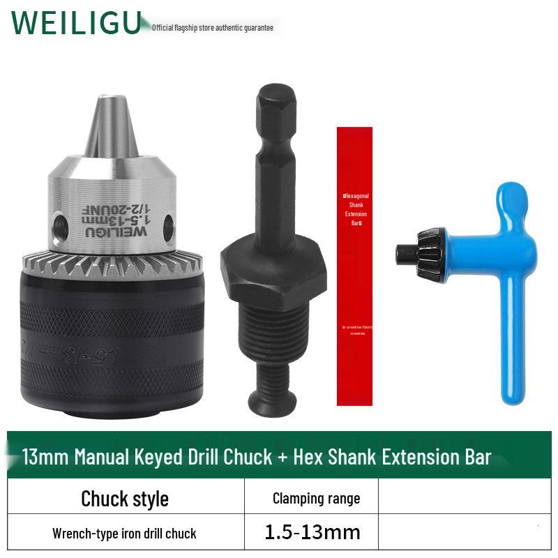Electric Hammer Drill & Ratchet Wrench with Self-Locking Metal Chuck (0.8-16mm) and Air Impact Conversion Chuck